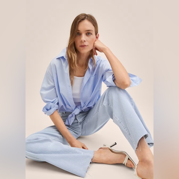 BRAND NEW Mango High-waist Wide Leg Raw Hem Denim  Sz 2 - Picture 3 of 7